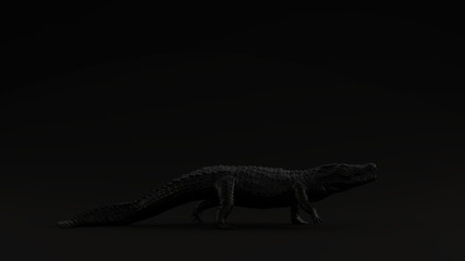Black Crocodile Black Background 3d illustration 3d render