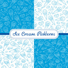 Ice cream patterns with nuts and berries.