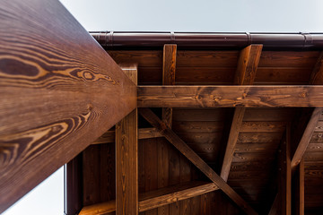 Roof rafters of the gazebo when viewed horizontally up.