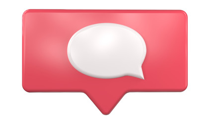 Social media icon. Comment notification isolated on white background. 3D render