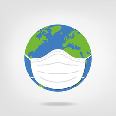 world illustration wearing mask - earth wears health face mask