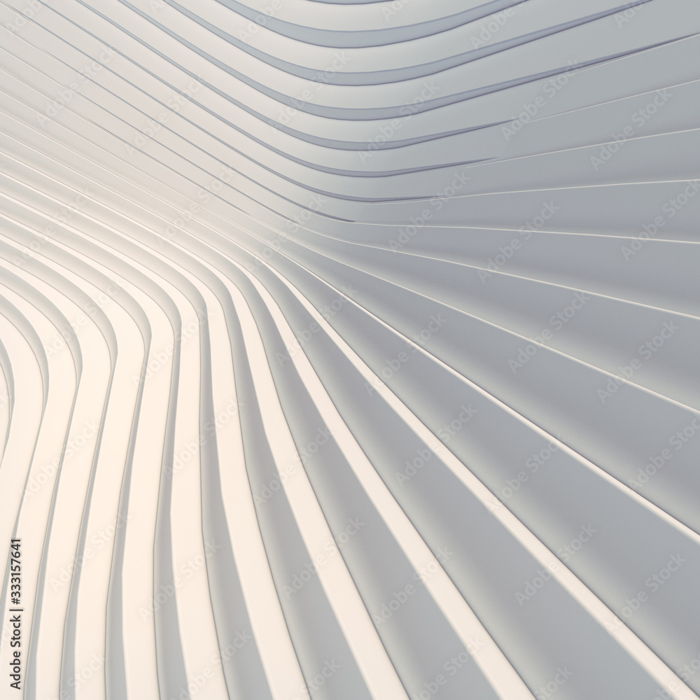 Poster Wave bend white abstract background surface. Digital illustration. 3d rendering