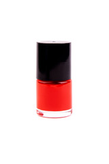 Red nail polish on a white background