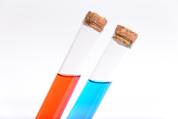  laboratory tests chemical experiments with flasks