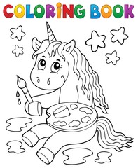 Coloring book painting unicorn theme 1