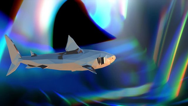 Low Poly metal shark 3D render 