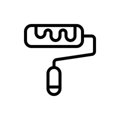 Paint Roller Vector Colour With Line Icon Illustration