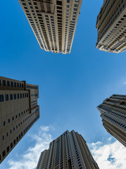 modern urban architecture -towers from ground point of view