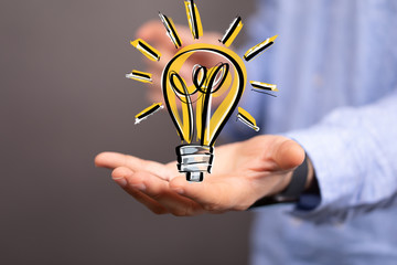 solution concept business idea lamp