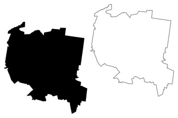 Bialystok City (Republic of Poland, Podlaskie Voivodeship) map vector illustration, scribble sketch City of Bialystok map