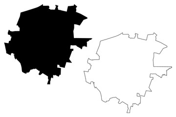 Kielce City (Republic of Poland, Swietokrzyskie Voivodeship) map vector illustration, scribble sketch City of Kielce map