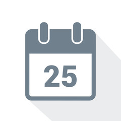 simple calendar icon 25 on white background vector illustration EPS10