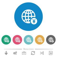 Online Yen payment flat round icons