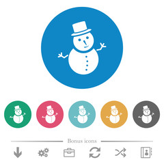 Snowman flat round icons