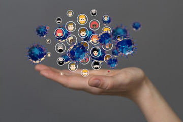 Virus abstract background. protection Genetics Bacteriological Microorganism..