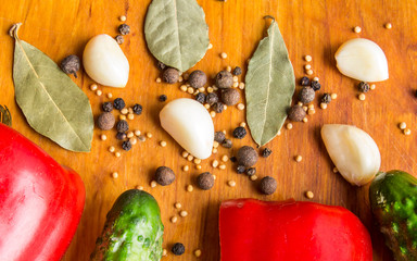 fresh vegetables on wooden table