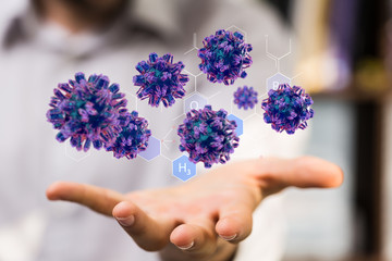 mikro digital epidemic corona virus nCoV , Novel Coronavirus 19-NCP. nCoV denoted is single-stranded RNA virus 3d.