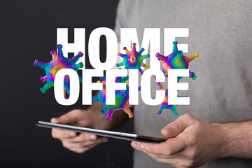 Home office suffering from a cold  at work and at home.