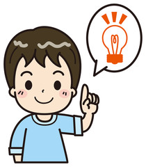 男の子　閃く　イラスト