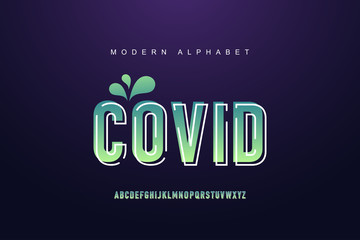 Covid modern alphabet font set. Typography modern style display font. Premium Vector