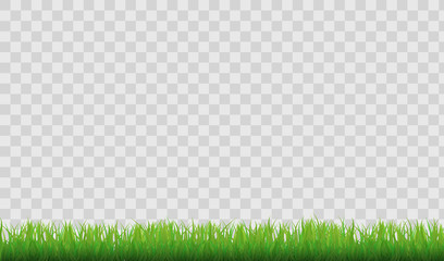 Bright green grass. Isolated on transparent background grass border. Vector illustration.