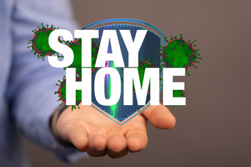Coronavirus quarantine concept. Working from home. 3d.