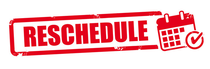RESCHEDULE - red vector rubber stamp