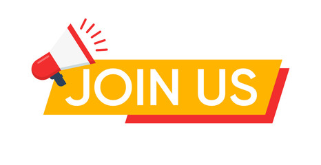 Join us with Megaphone banner flat design