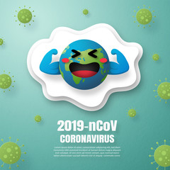 Coronavirus 2019-nCoV concept the world is safe from Coronavirus Covid-19, Paper cut style