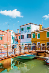 Venice Italy, Burano Island Venice, colorful houses architecture at Burano island Venice Italy