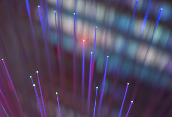 optical fibres dinamic flying from deep on technology background