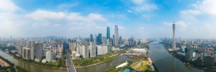 Naklejka na ściany i meble Aerial photography of Guangzhou City Scenery in China