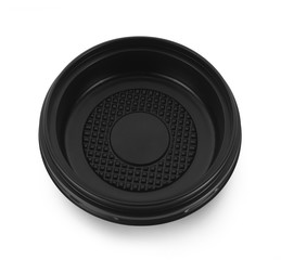 black plastic bowl on white background