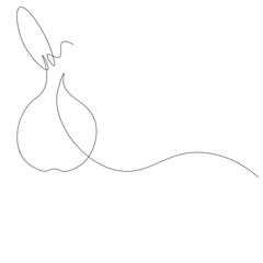 Pear fruit line drawing, vector illustration