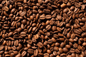 Coffee Beans Background. Close Up.