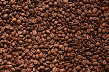 Coffee Beans Background. Close Up.