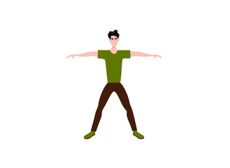 man trains in sports uniform, flat vector illustration of sports guy