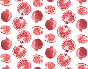 seamless watercolor pattern with pomegranates