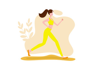 girl trains in sports uniform, flat vector illustration of sports girl