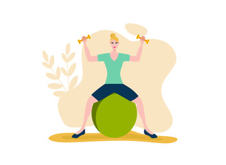 girl trains in sports uniform, flat vector illustration of sports girl