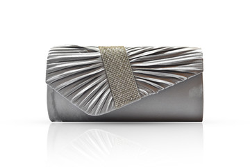 Fashion women grey handbag clutch isolated on white background, with clipping path.