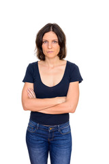 Obraz premium Studio shot of beautiful woman isolated against white background