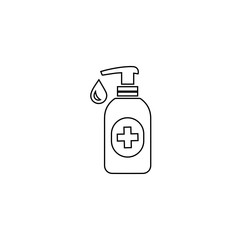 Antibacterial hand sanitizer, disinfection  icon in flat design isolated