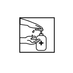 Antibacterial hand sanitizer, disinfection  icon in flat design isolated