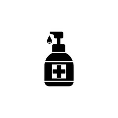 Antibacterial hand sanitizer, disinfection  icon in flat design isolated