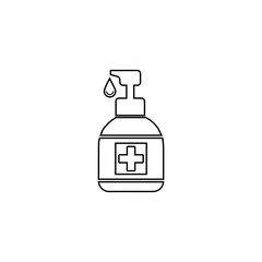 Antibacterial hand sanitizer, disinfection  icon in flat design isolated