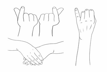 Women's hands in various postures.
