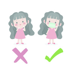 Vector of Little Girl who got COVID-19 concept of coronavirus COVID-19. Coronavirus disease a pandemic.