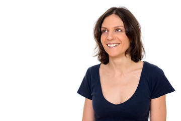 Fototapeta premium Studio shot of happy woman isolated against white background