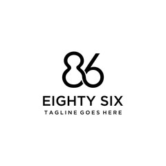Creative number eighty six logo that looks elegant and join in logo design template.